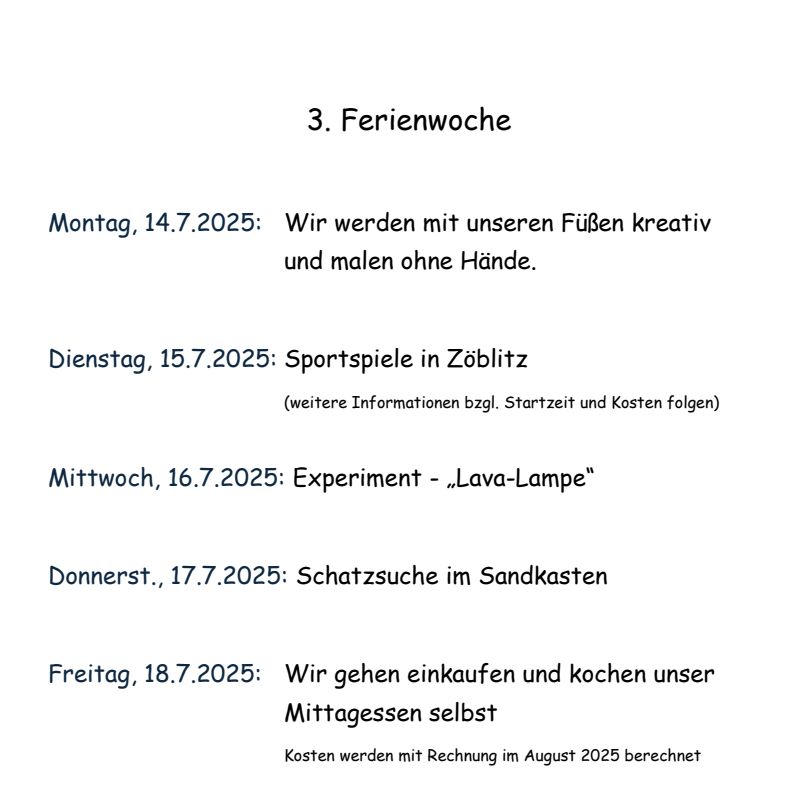 Sommerferienprogramm des Hortes „Flachsröste“ 2025