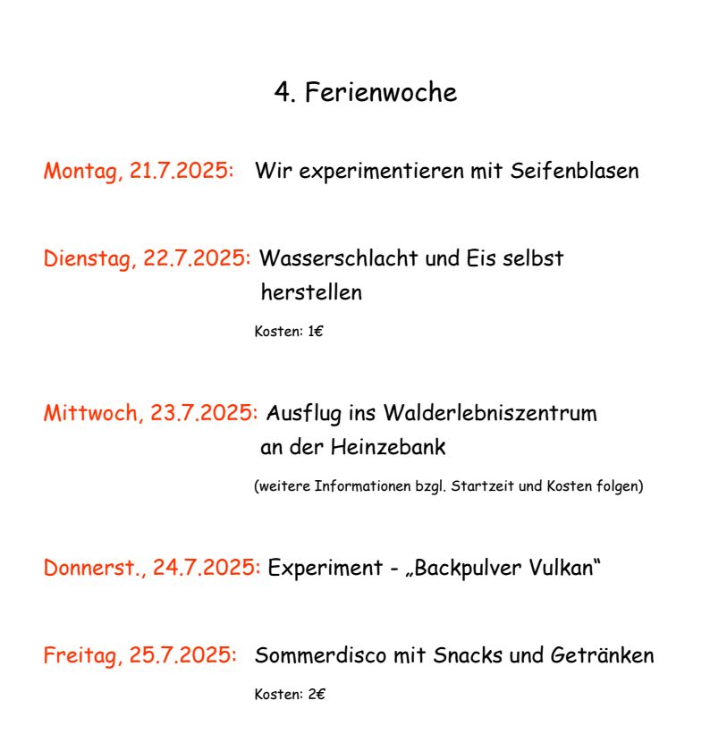 Sommerferienprogramm des Hortes „Flachsröste“ 2025